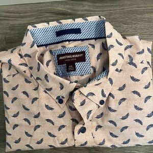 Johnston & Murphy Men's Light Pink Feather Pattern Shirt